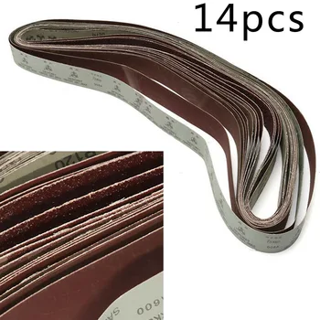 

14pcs 1800x50mm Alumina Sanding Belts 36-600 Grits For Metal Wood Polishing Tool