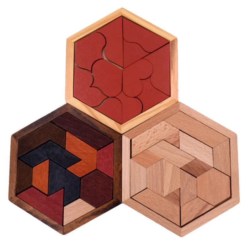 Quebra-cabeças de Madeira Educativos para Crianças Forma Geométrica Placa Brinquedos Crianças Adultos Tangram iq Cérebro Teaser Presentes 1 Cheap Quebra-cab.