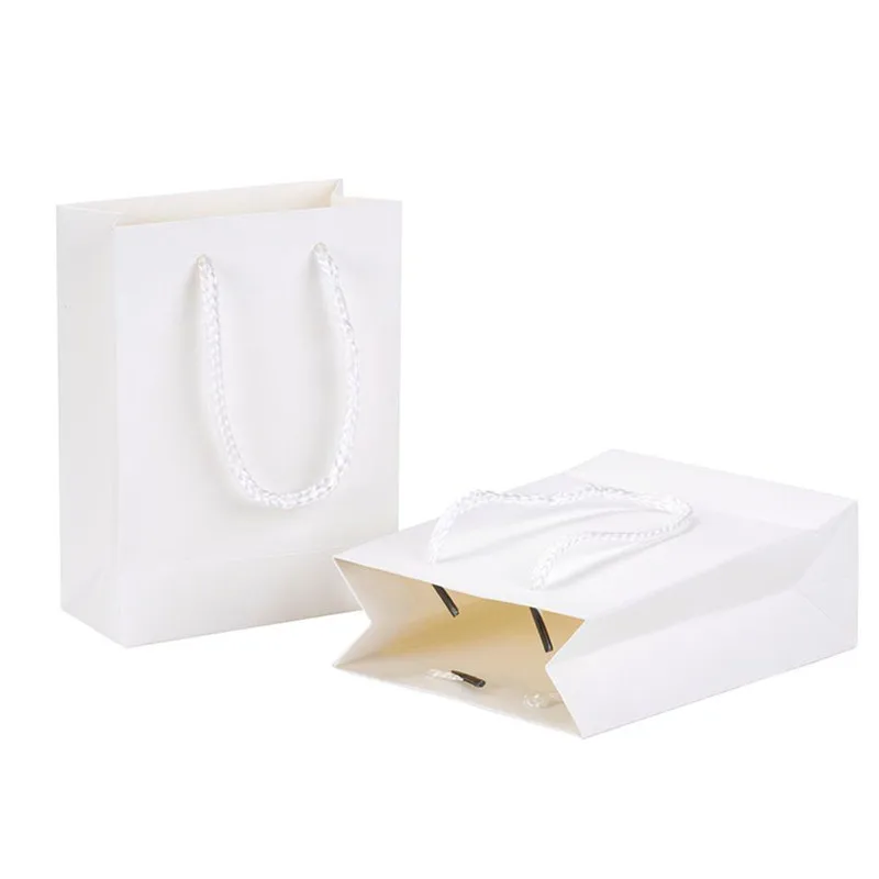 10x Rectangle Kraft Paper Pouches Gift Shopping Bag 27cm Nylon Thread Burly Wood 