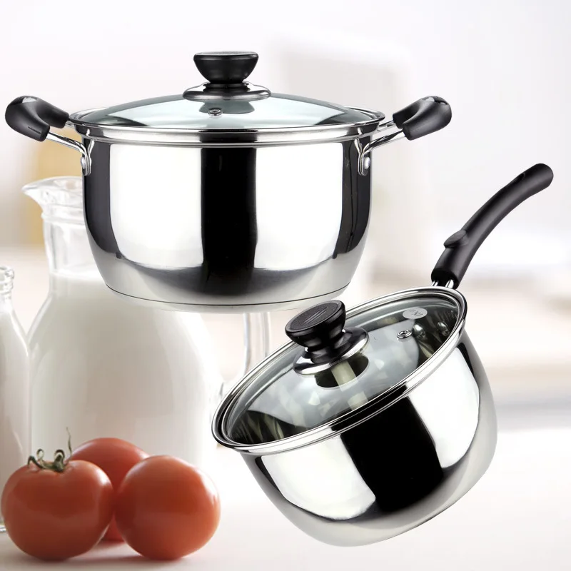 

Stainless Steel Soup Pot Milk Pot Electromagnetic Furnace Pot Dual Handle Second Layer Stew Pot Stainless Steel han shi guo 9.9