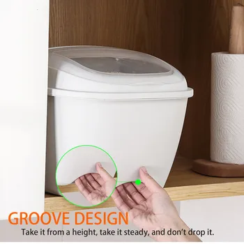 

10kg Flip Cover Sealed Multi-function Rice Bucket Storage Box Kitchen Household Food Grain Rice Container Moisture-proof g5