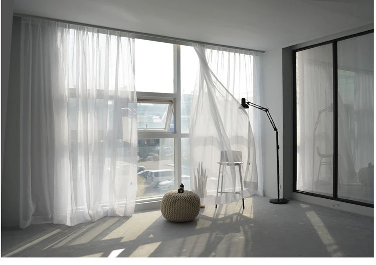 Solid White Gray Tulle Window Curtains for Living Room Modern Organza Voile Curtains for Bedroom Finished Sheer Curtains Panel
