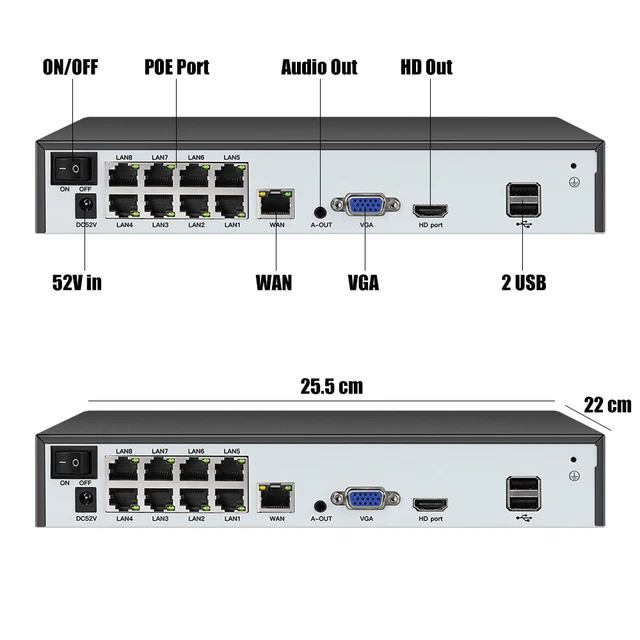 Network Video Recorder Surveillance For HD 8MP 5MP IP Camera