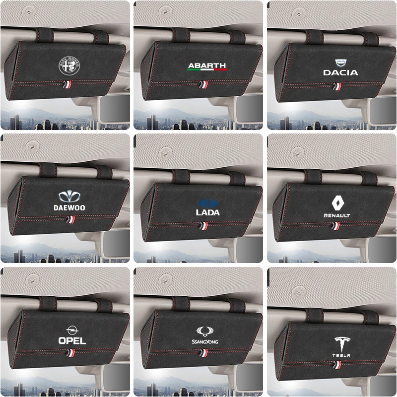 

1pcs Car Glasses Box Storage Holder Sunglasses Case For ALFA ROMEO Ssangyong Renault Opel Dacia Daewoo MG LADA Tesla mini saab