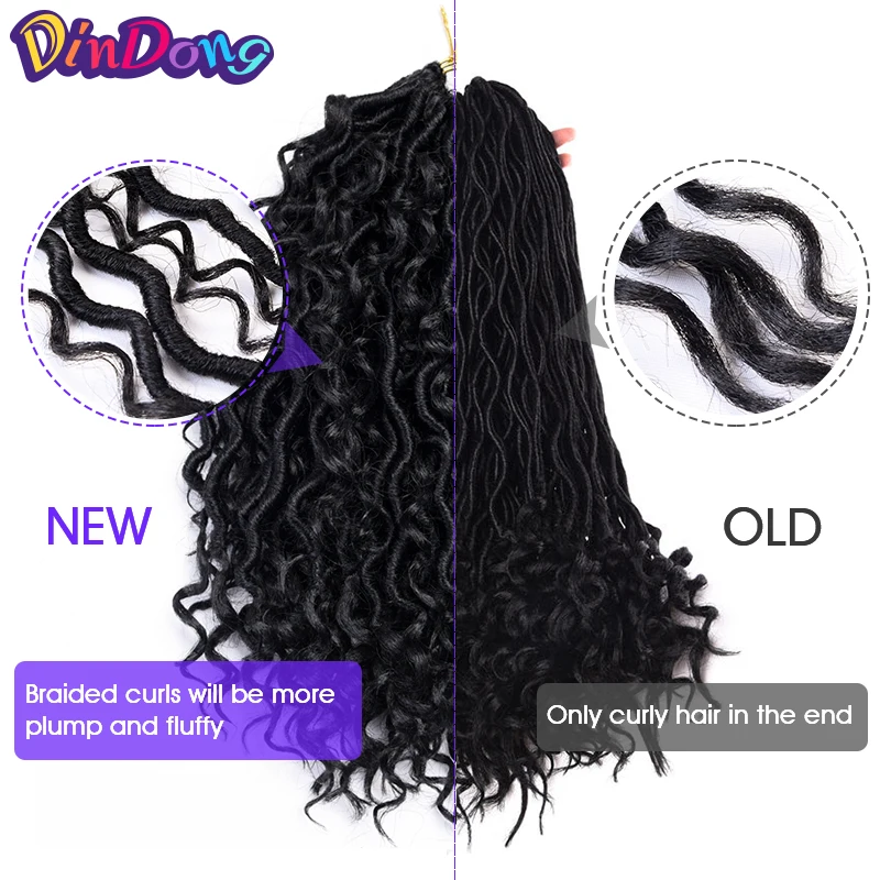 Goddess Faux Locs Curly Braids Synthetic Boho Crochet Braid Messy Faux Locs Crochet Hair Extensions Bohemian For Women
