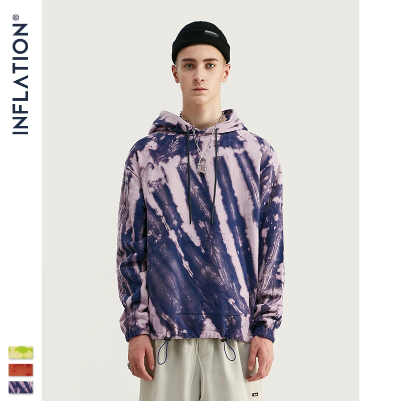 Инфляция Tie Dye мужские толстовки FW уличный сверхразмерный пуловер тонкая пара Tie Dye толстовка хип хоп хлопок мужские толстовки 9651W