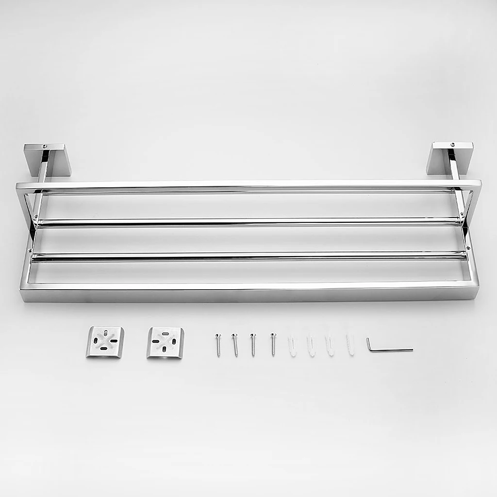 

304 Stainless Steel Towel Rack Bathroom Rack Towel Bar Hotel Project Bright Brushed Double Towel Rack Bathroom Accessories