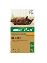 Bayer Адвантейдж капли для котят и кошек до 4 кг, от блох, вшей, власоедов 1 пипетка Bayer Адвантейдж капли для котят и кошек до 4 кг, от блох, вшей, власоедов 1 пипетка