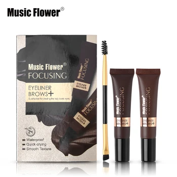 

2Pcs/set Music Flower Brand Makeup Set Daul Focusing Eyebrow Gel+Eyeliner Cream Brows Waterproof Quick-dry Eye Make Up Brush