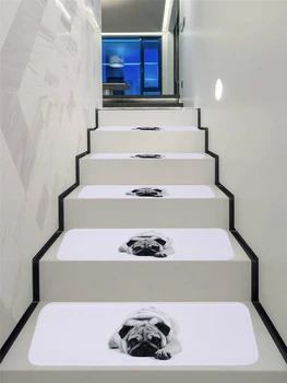 

Home Decor Floor Mats 5 pcs Cartoon Dog Stair Pads Flannel Anti-slip Bottom Stairway Mat Bath Rug Doormat Soft Stair-steps Rugs