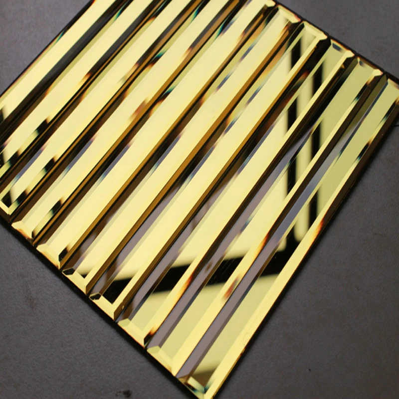 5 beveled Black Mirror Strip Glass Mosaic Tiles, Showroom Shop Gate Frame Lobby Hall decoration Wall Tiles, MD-CL01
