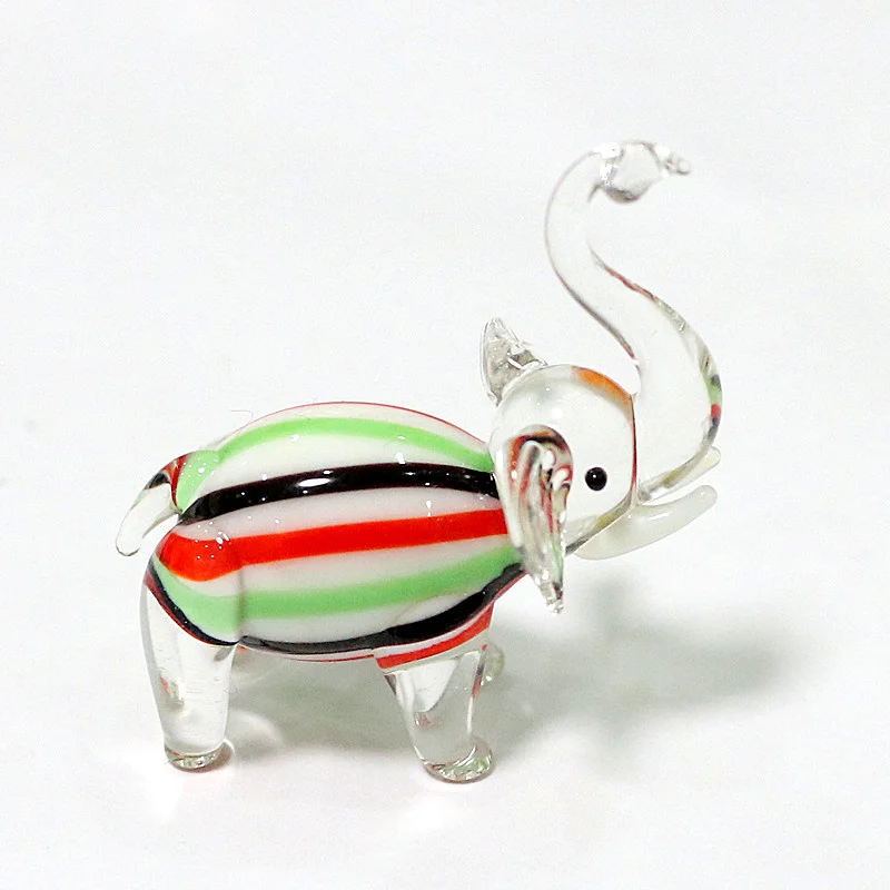 Handmade Murano Glass Elephant Figurines Home Room Desktop Christmas Decoration Ornaments Miniature Rural Style Animals Statue