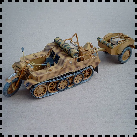 1:25 Scale German WW2 Sd.Kfz.2 Kettenkrad Motorcycle Vehicle DIY PAPER Model KIT Handmade Toy Puzzles