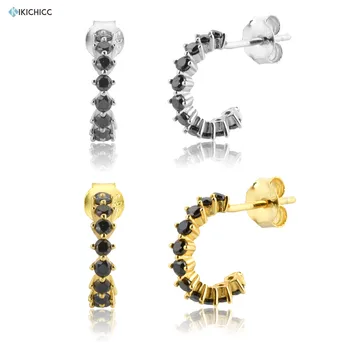 

Kikichicc 100% 925 Sterling Silver Black Zircon CZ Hoops Classic Luxury Zircon Luxury 2020 Fine Jewelry Loops Circle Jewels