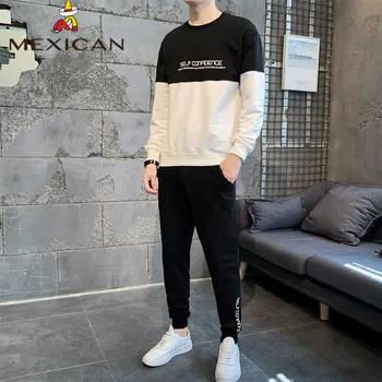 

MEXICAN men's sweater men's suit autumn and winter new cotton round neck casual sports men's suit men