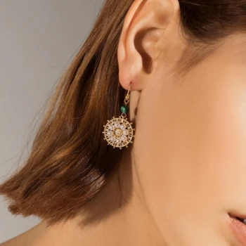 

Tocona Charm Shiny Colorful Crystal Stone Geometric Drop Earrings for Women Gold Metal Exquisite Pearl Dangle Earrings 9347