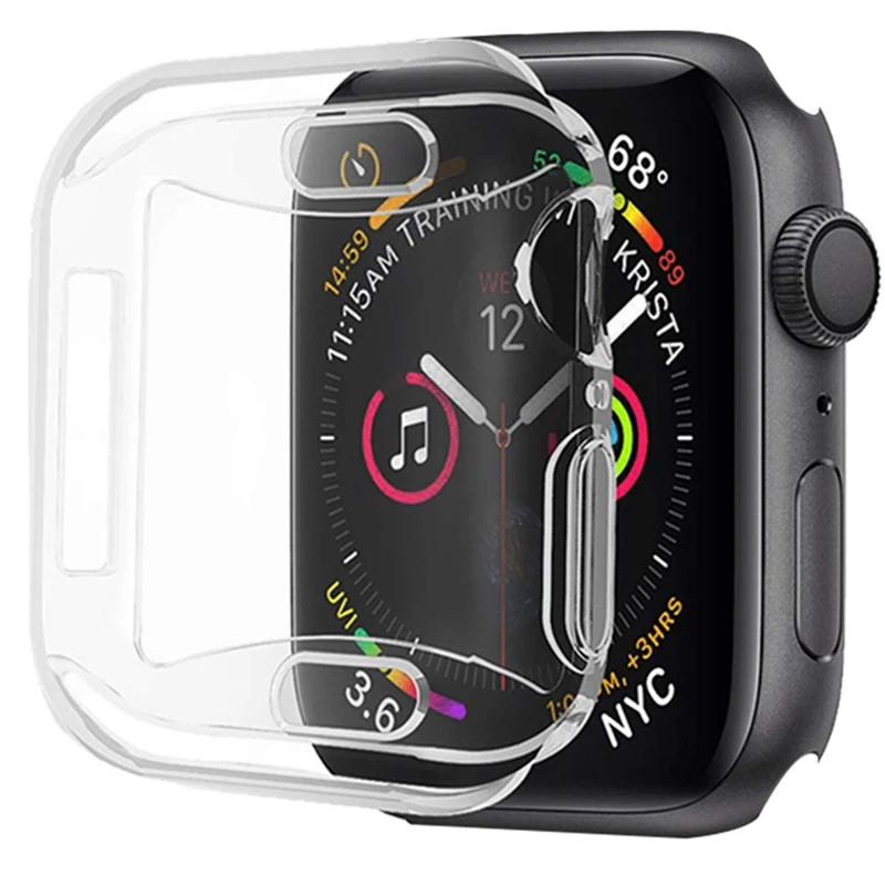 

Clear Cover On for iwatch 5 4 case 44mm 40mm Coque cases 42mm 38mm Full TPU Screen Protector bumper For Apple Watch 3 2 1 44 MM