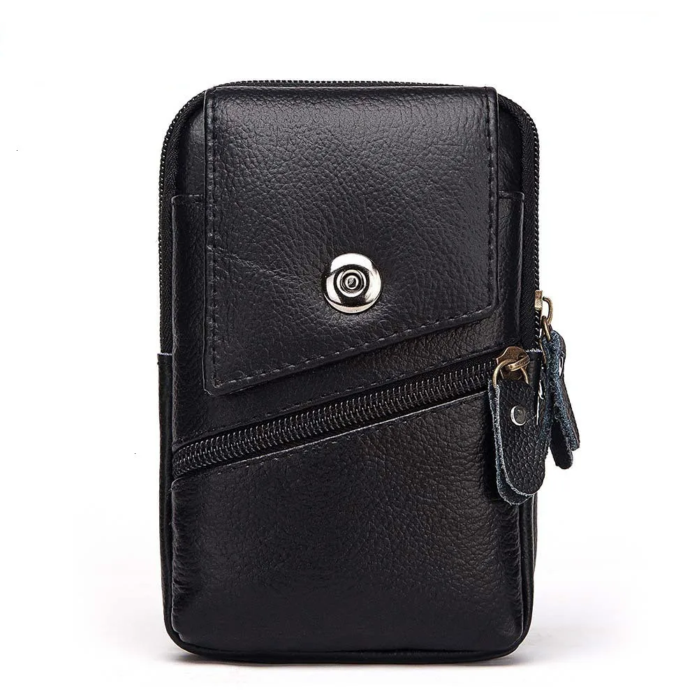 

Leather shoulderbag handbag Mobile Phone Package Both Zipper More Function Capacity Man Pocket bag luxury designer tote brand