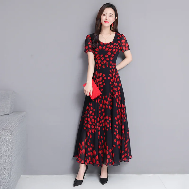 

Skirt Summer Women's 2019 New Style Slim Fit Elegant Fresh Chiffon Dress Floral Print Long Gentle Skirt Immortal