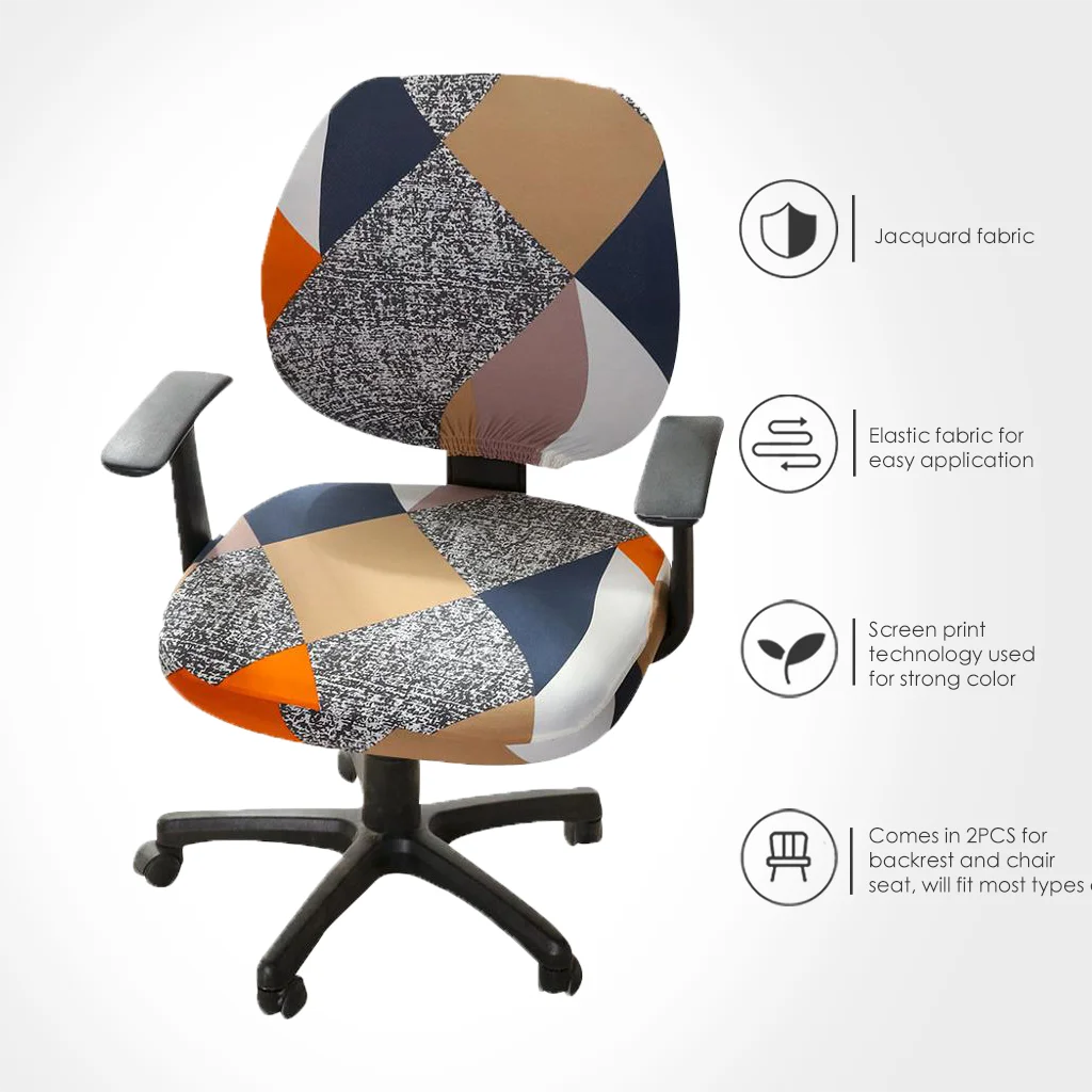 Chair-Cover Base Computer Office Spandex Printed for 2pieces-Set