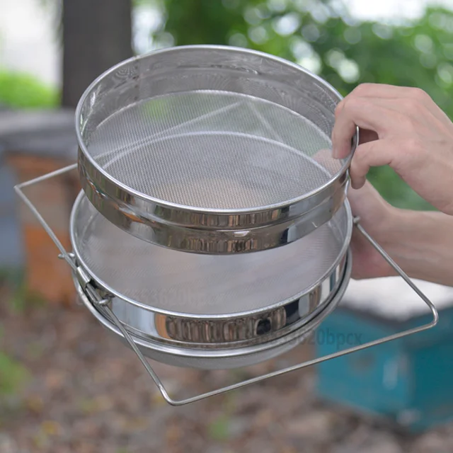 304 Rozsdamentes Acél Kettősrétegű Mézes Szűrő Ultra-Finom Háló Képernyő Salak Elválasztás Szennyeződés Eltávolító Méhészeti Szerszámok - Image 2