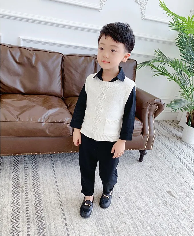 90-140cm height new autumn boys fashion knitted vest kids spring autumn clothing boys casual vest