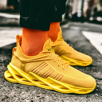 

Hot Sale Yellow New Fashion Men Casual Shoes Adult Comfortable Mens Sneakers Breathable Green Lightweight Man Tenis Masculino