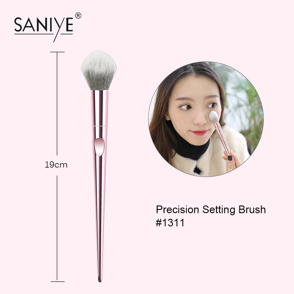 SANIYE розовая мягкая кисточка для макияжа с металлической ручкой пудры
