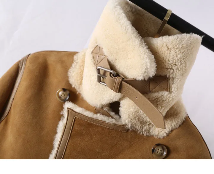 Пальто из натуральной овечьей кожи с меховой подкладкой женская зимняя теплая куртка женская меховая Красивая длинная куртка из натуральной овечьей шерсти