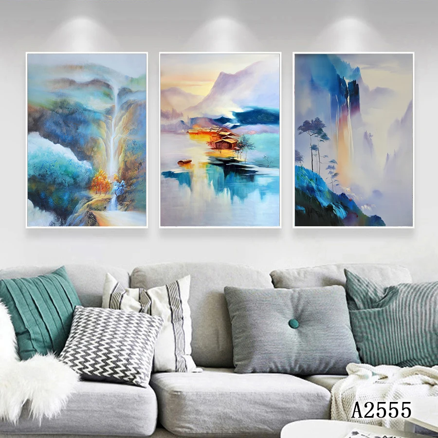 

Modern Abstract Oil Painting Print on Canvas 3pcs Abstract Landscape Canvas Art Printing Wall Art Picture Painting for HomeDecor