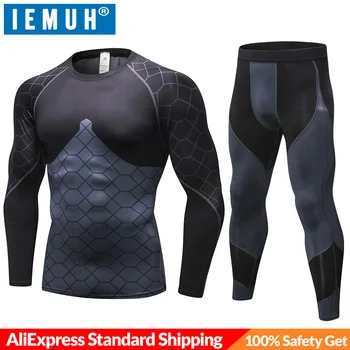 

IEMUH Thermal Underwear Sets For Compression Fitness Men Long Johns Quick Dry Anti-microbial Stretch Thermo Underwear Male Warm