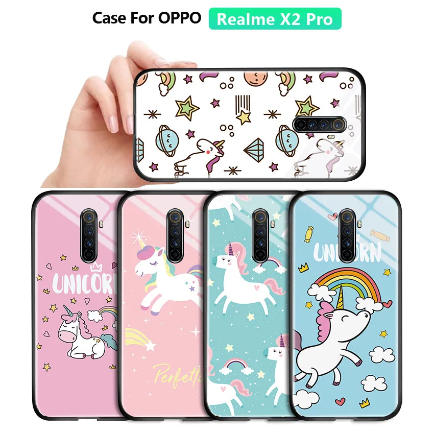 Чехол для OPPO Realme X2 Pro XT U1 C2 X с милым мультяшным розовым единорогом ударопрочный