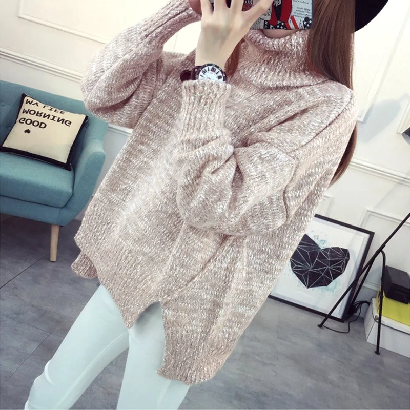 Зимний толстый пуловер с высоким воротником, женский свитер, Корейская версия, новый свободный женский свитер с длинными рукавами, куртка