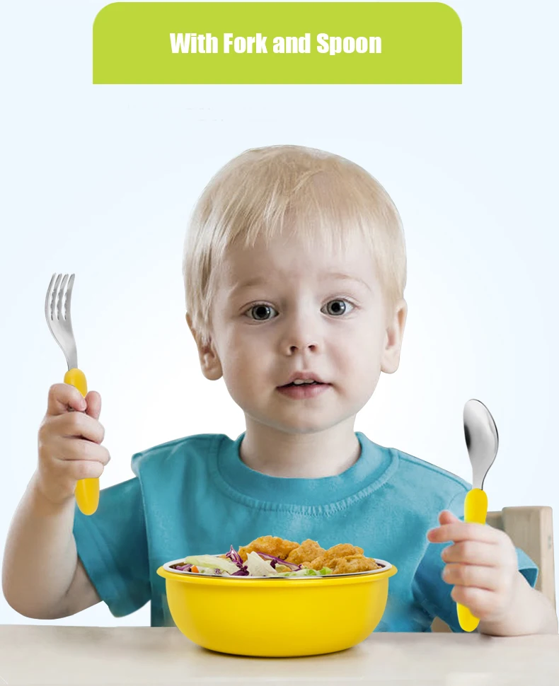 Hogokids Dish Set of Children's Dishes Stainless Steel Bowl Children's Dish Tableware for Feeding Baby Feeding Bowl Dinnerware