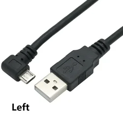 Universal USB 2.0 Male to Micro USB B Angled Data Cable - Multiple Lengths - 0.25m (Left)