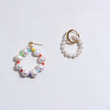 

AB Style Genuine Pearl Stud Earrings Baroque Freshwater Pearl Earrings For Women Fine Jewelry Birthday Gift