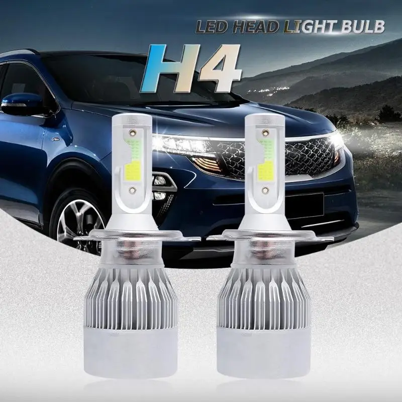 1 пара H4 двойной Цвет светодиодный фар автомобиля лампы 8000LM 6000k+ 8000k COB авто лампы Серебряный внешний вид легко установить новое поступление