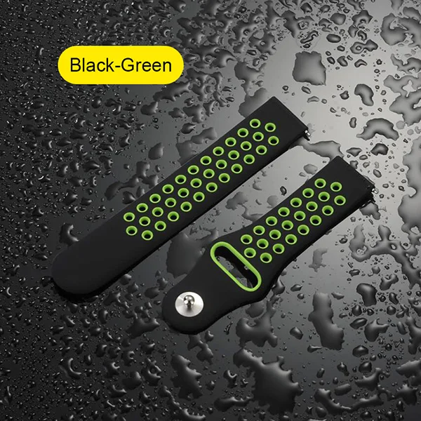 Black Green UEBN силиконовый сменный дышащий водонепроницаемый ремешок для часов xiaomi Huami ремень Amazfit GTR 42 мм 47 мм спортивные наручные часы - Цвет ремешка: Black Green