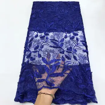 

Royal Blue African Sequins Lace Fabric Embroidered Nigerian Lace Fabric High Quality French Tulle Lace Fabric For Women 5 Yards