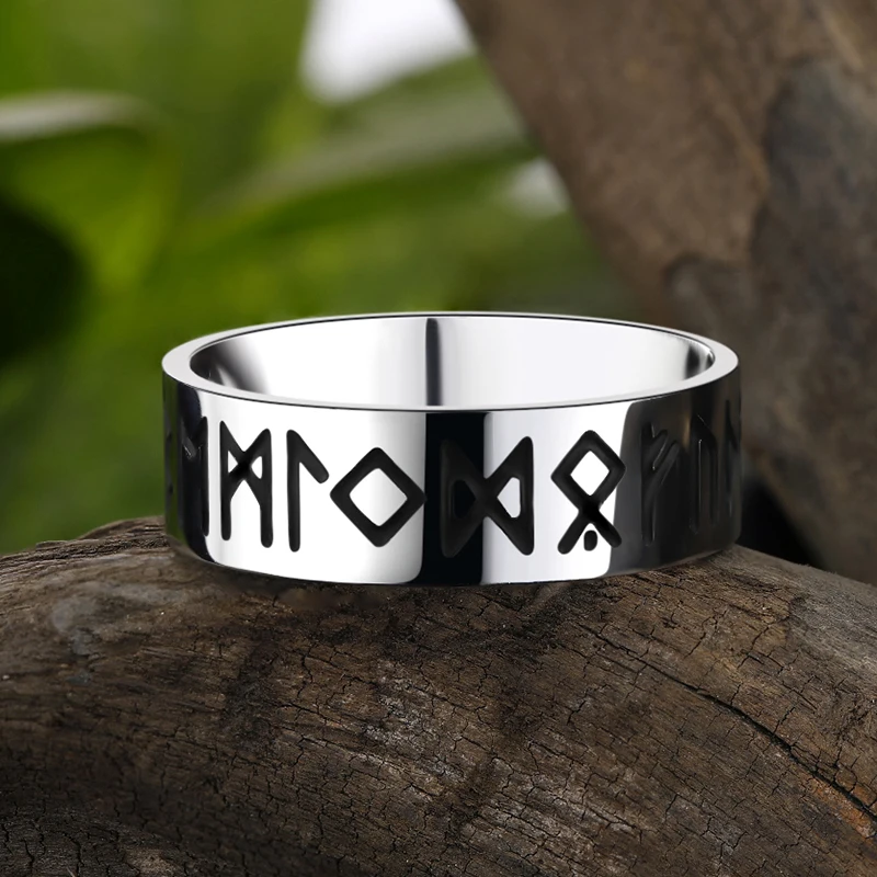 Onlysda316LStainless steel Odin Norse Viking Amulet Rune Men Ring Fashion Words Retro Rings Jewelry Couple Valentine's days Gift - Image 4