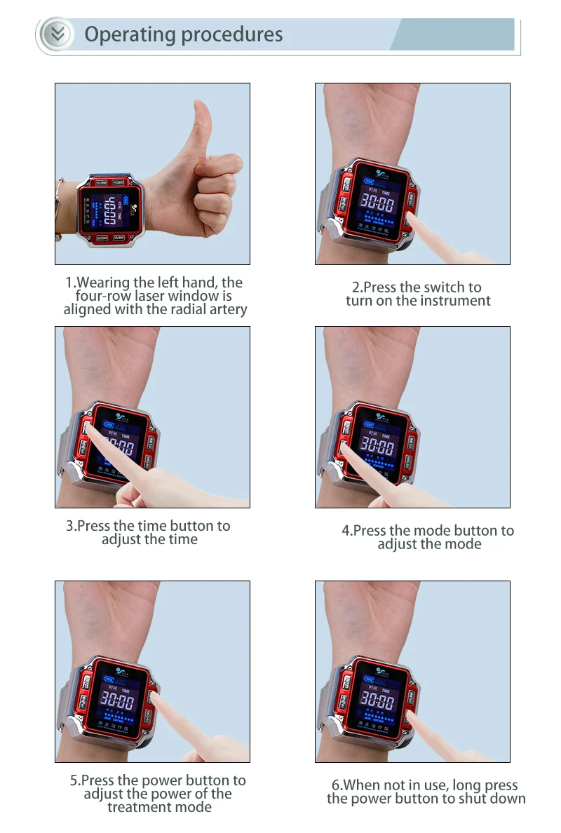 Лазерная физиотерапия наручные часы диабет/синусит наручные часы диод 650 нм для диабета гипертония тромбоза холестерина