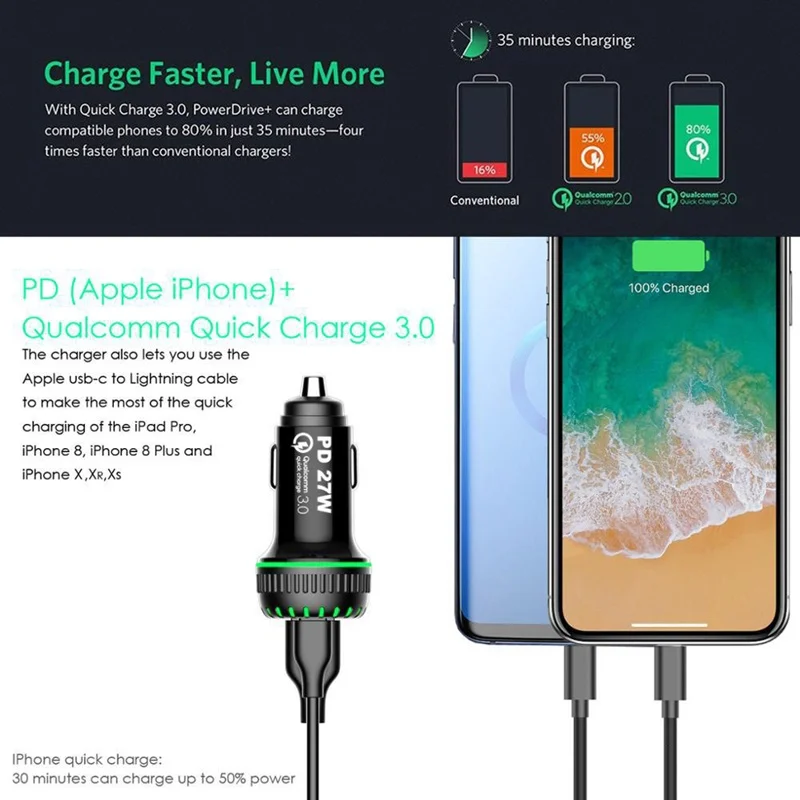 Tongdaytech 45 Вт USB быстрое автомобильное зарядное устройство для iPhone X XS 11 Pro Max PD зарядное устройство Quick Charge 4,0 QC 3,0 Cargador для samsung S10 S9