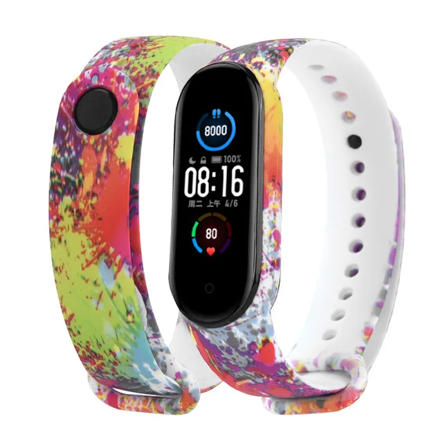 Graffiti style Strap For XiaoMi Mi Band 3 4 5 6 Silicone Wrist Strap For XiaoMi MiBand 6 sports strap for mi band 5 3 4 bracelet D21