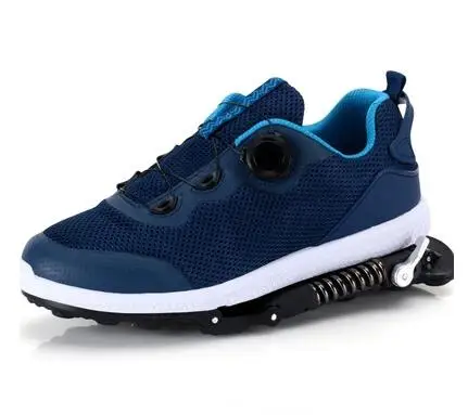 Механическая обувь со стальным пружинным шнурком, 2 в 1 спортивная обувь, амортизирующая обувь - Цвет: blue