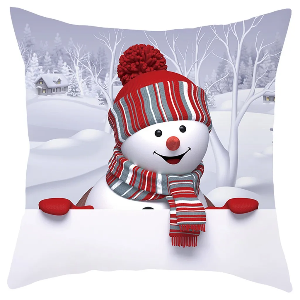 Рождественская подушка для дома, декоративные подушки для дивана, наволочка с изображением автомобиля, Рождественская наволочка с изображением снеговика - Цвет: A