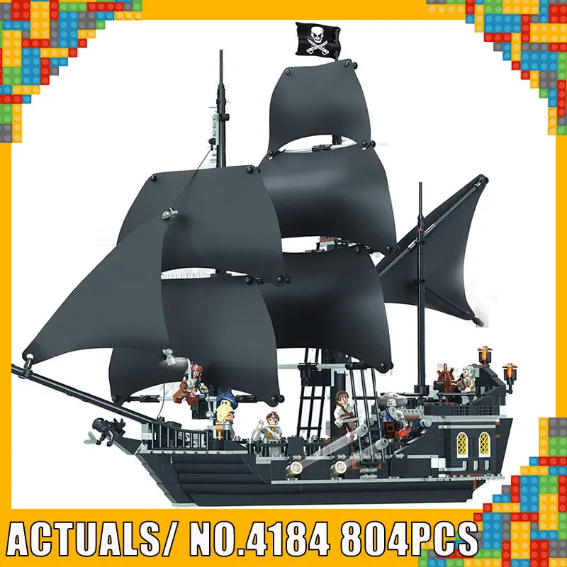 

16006 Pirates of the Caribbean The Legoing 4184 Black Pearl Building Blocks Bricks Assembly Ship Model Toys For Children Gifts