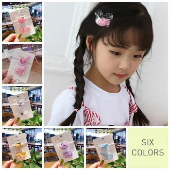 

Fashion Girls Hair Clips Cute Cartoon Shape Hair Pin Rope Ponytail Set Children Princess Hair Accessories 2pcs
