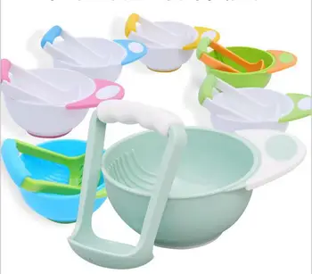 

50set 2pcs/set Baby Food Mills and Container Bowl Set Manual Grinding Dishes Baby Food Maker Tool Feeding Bowl