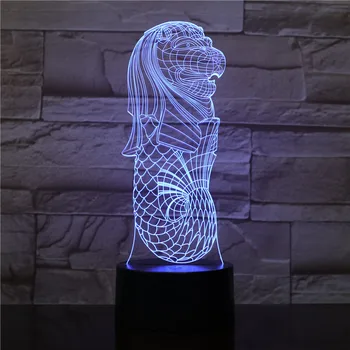 

Singapore Merlion 3D Lamp Dropship Multi-color with Remote Battery Powered Led Night Light Lamp Office Visual Light Effect