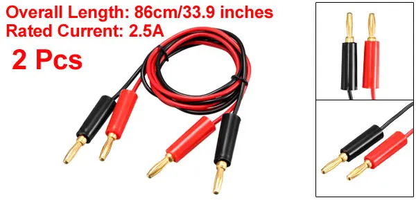 2 Pcs 2.5A 86cm Uxcell Uxcell 1 пара/2 шт. 4 мм штекер типа "банан" штекер на штекер 2.5A/5A Длина 56-105 см для мультиметра осциллографа - Цвет: 2 Pcs 2.5A 86cm